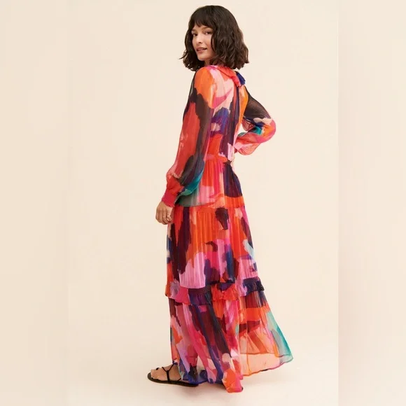 Anthropologie long sleeve floral dress Marais Printed Tiered Maxi - Picture 2 of 9